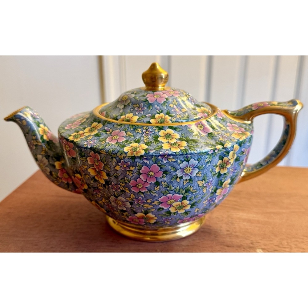 Antique James Sadler Chintz Teapot 5112 England Floral EUC